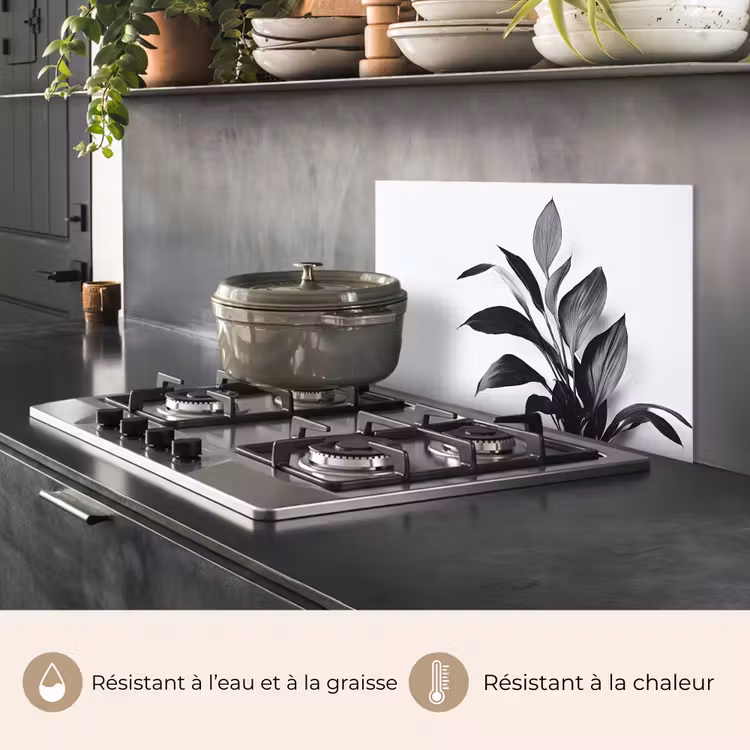 Fond de hotte - Plante - Feuilles - Minimaliste - Noir — 2