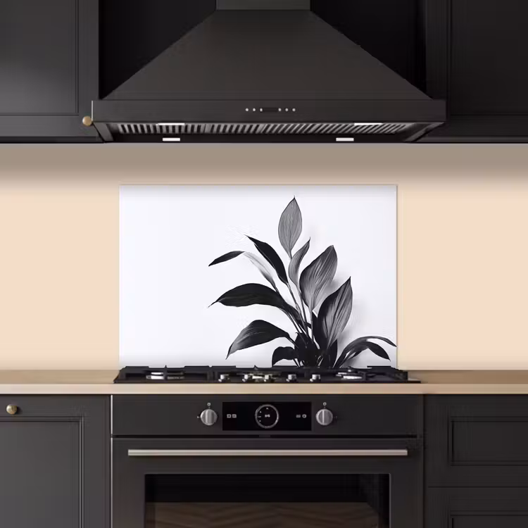Fond de hotte - Plante - Feuilles - Minimaliste - Noir — 5