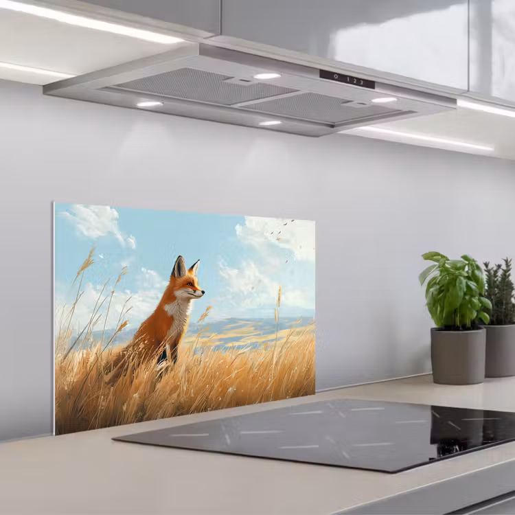 Fond de hotte - Renard - Herbe - Nuages - Orange — 1