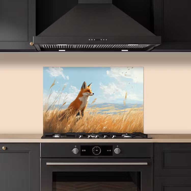 Fond de hotte - Renard - Herbe - Nuages - Orange — 5