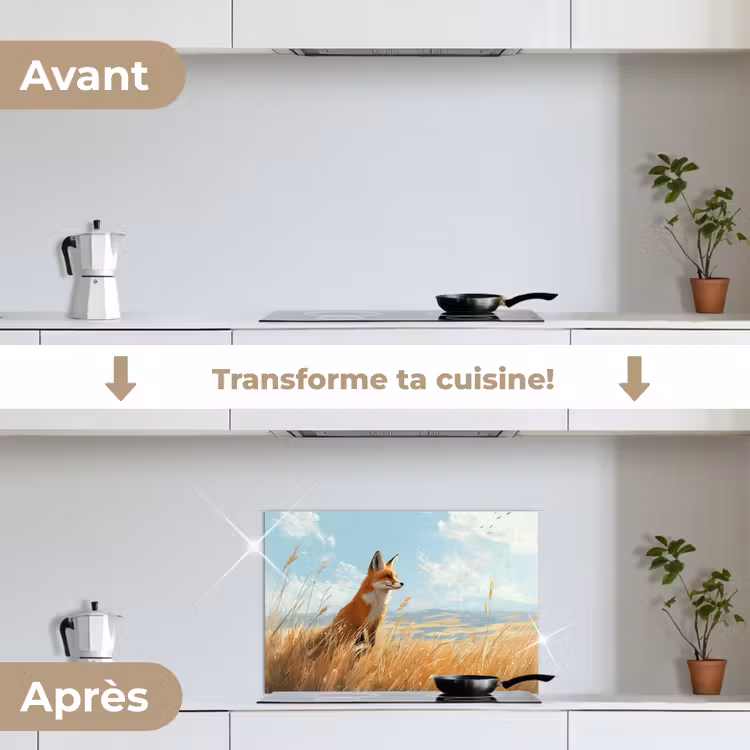 Fond de hotte - Renard - Herbe - Nuages - Orange — 7