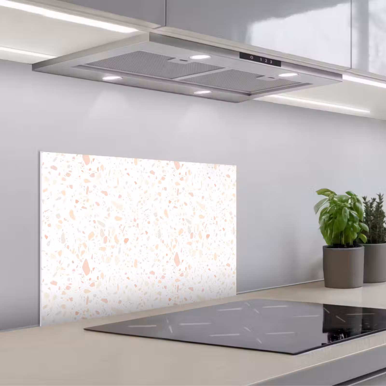 Fond de hotte - Terrazzo - Motif - Blanc - Pêche — 1
