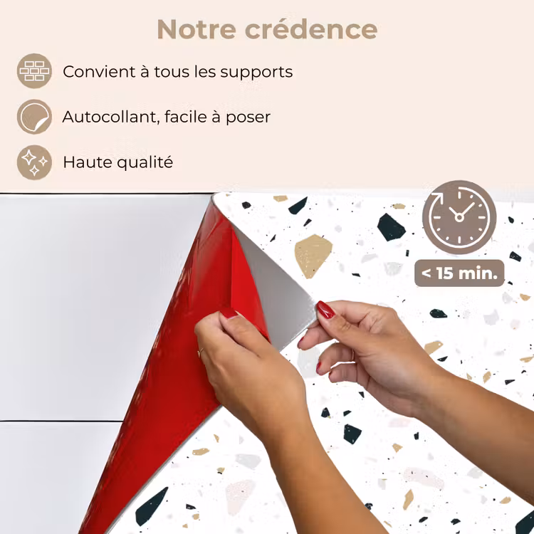 Fond de hotte - Terrazzo - Motif - Blanc - Neutre — 4