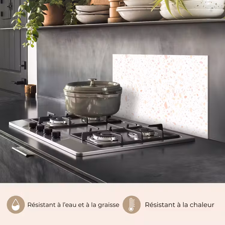 Fond de hotte - Terrazzo - Motif - Blanc - Pêche — 2