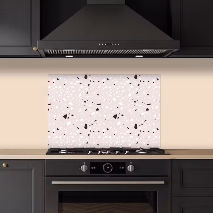 Fond de hotte - Terrazzo - Motif - Doux - Noir - Blanc — 5