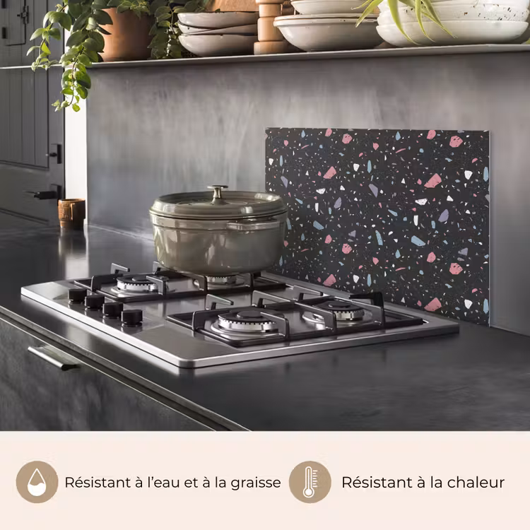 Fond de hotte - Terrazzo - Motif - Noir - Doux — 2