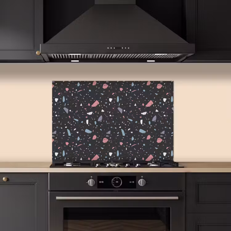 Fond de hotte - Terrazzo - Motif - Noir - Doux — 5