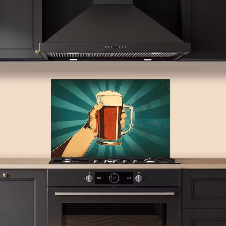 Fond de hotte - Verre à bière - Mousse - Rétro - Vert — 5