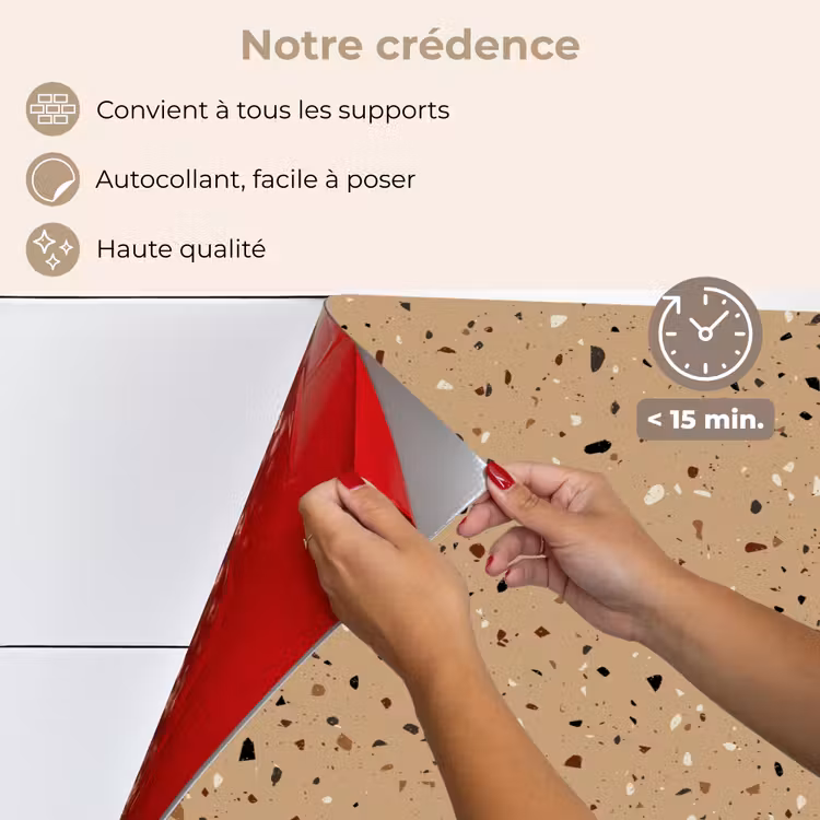 Fond de hotte - Terrazzo - Motif - Beige — 4