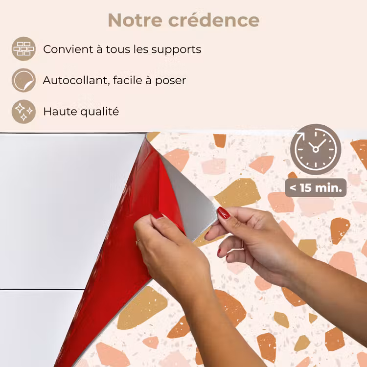 Fond de hotte - Terrazzo - Motif - Coloré - Saumon — 4