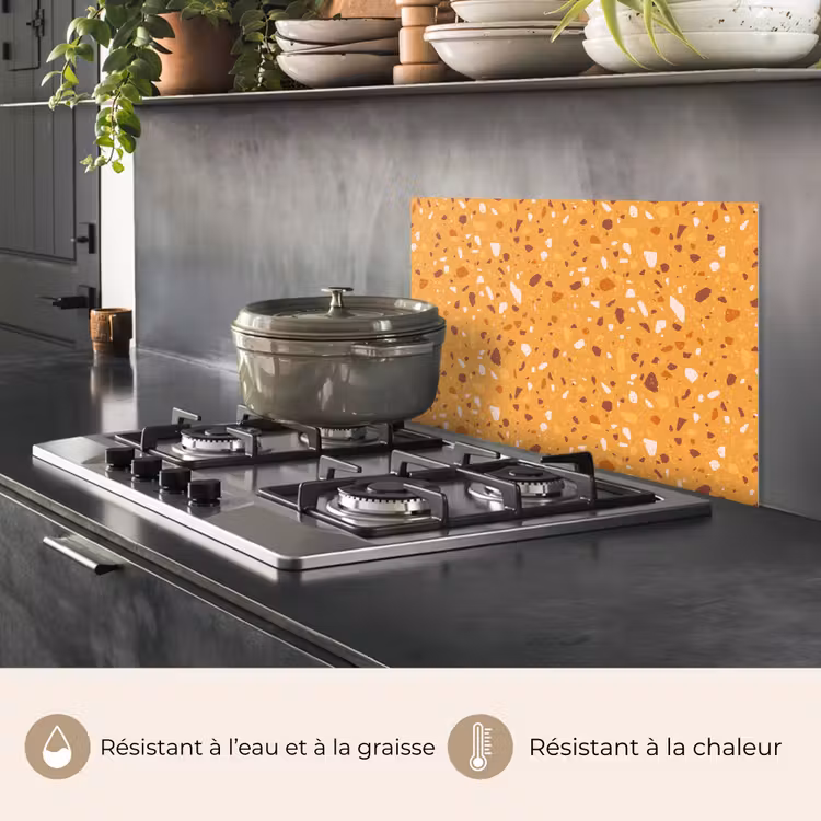 Fond de hotte - Terrazzo - Motif - Jaune ocre — 2