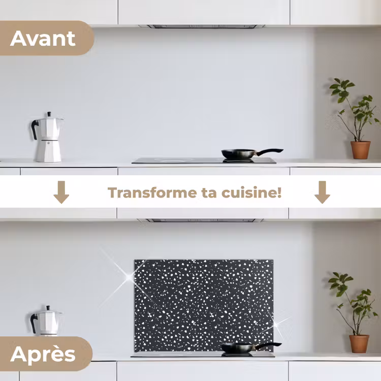 Fond de hotte - Terrazzo - Motif - Noir - Blanc — 7