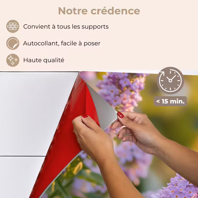 Fond de hotte - Orné - Papillon - Violet - Fleurs — 4