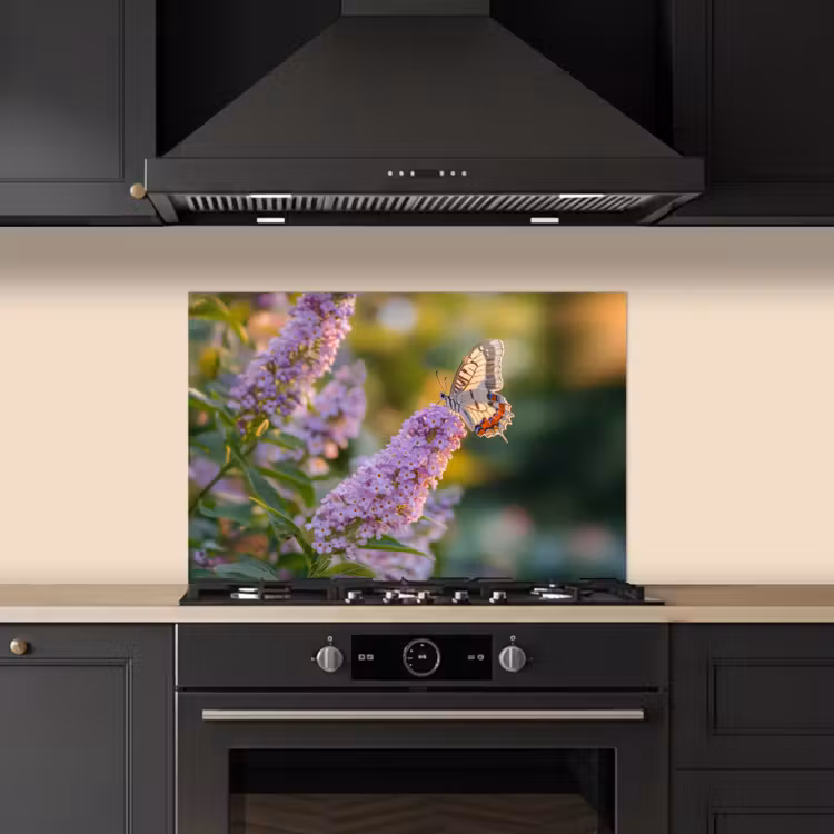 Fond de hotte - Orné - Papillon - Violet - Fleurs — 5
