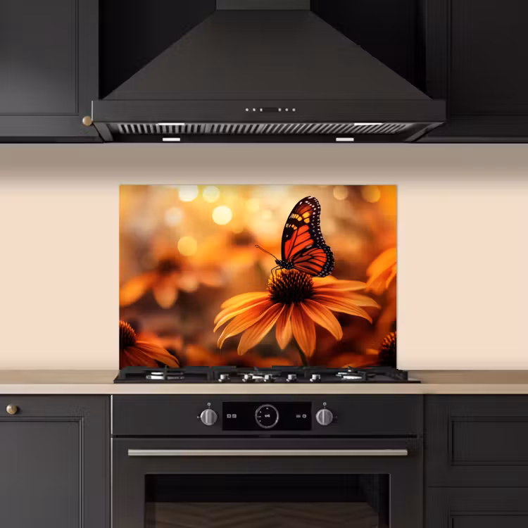 Fond de hotte - Papillon - Fleurs - Orange — 5