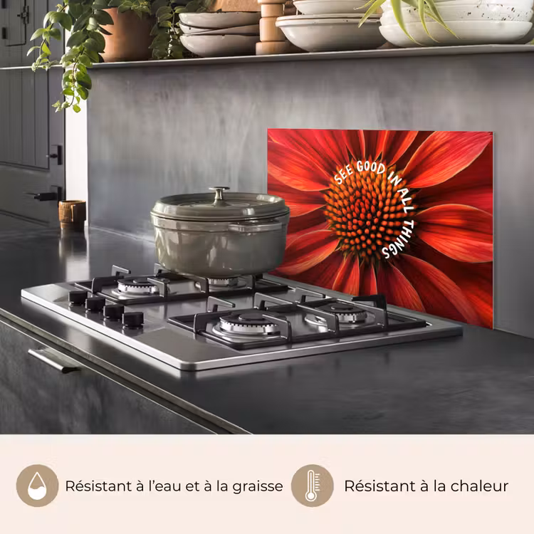 Fond de hotte - Gros plan - Fleur - Citation - Rouge — 2