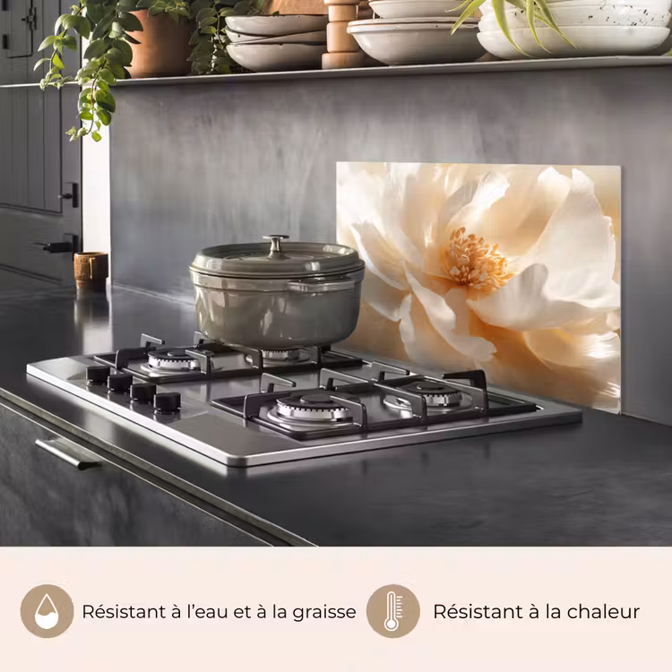 Fond de hotte - Gros plan - Pivoine - Blanc — 2