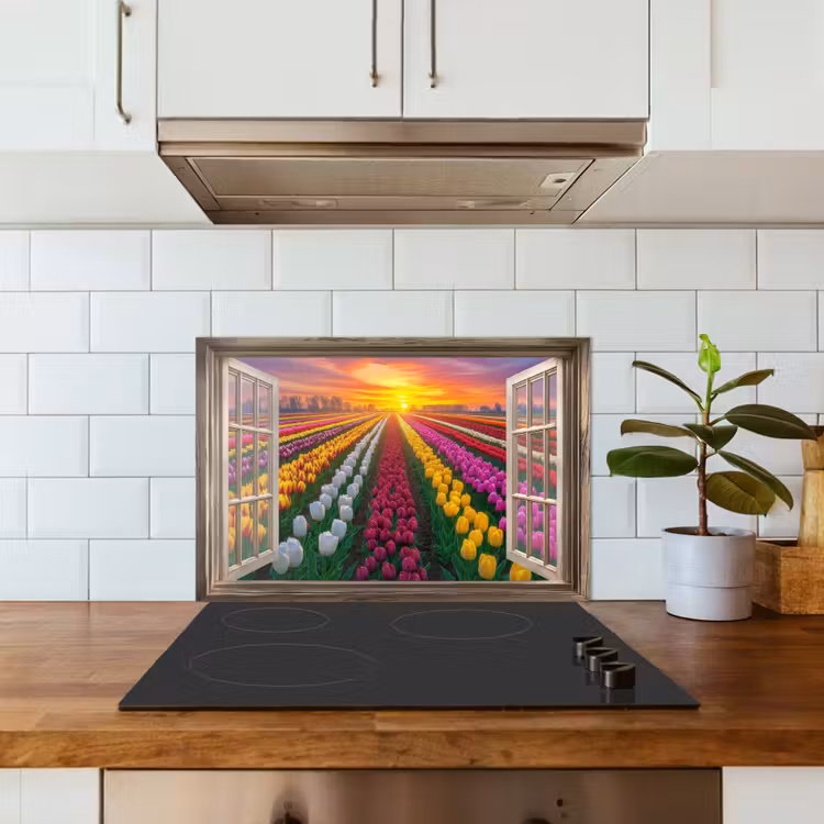 Fond de hotte - Vista - Fleurs - Tulipes - Colorées - Coucher de soleil — 3