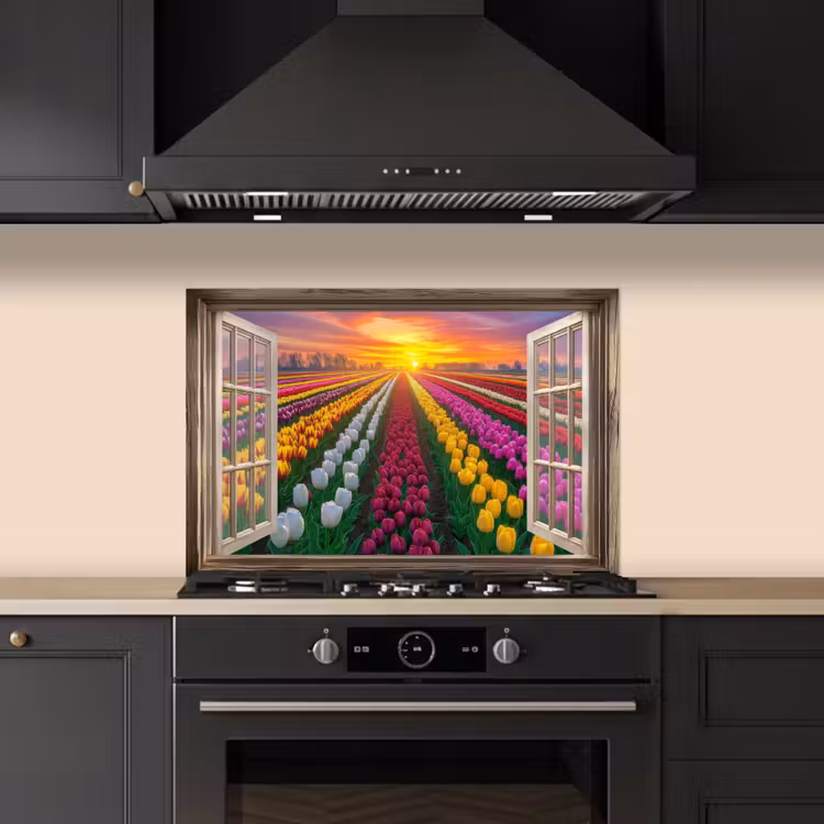 Fond de hotte - Vista - Fleurs - Tulipes - Colorées - Coucher de soleil — 5