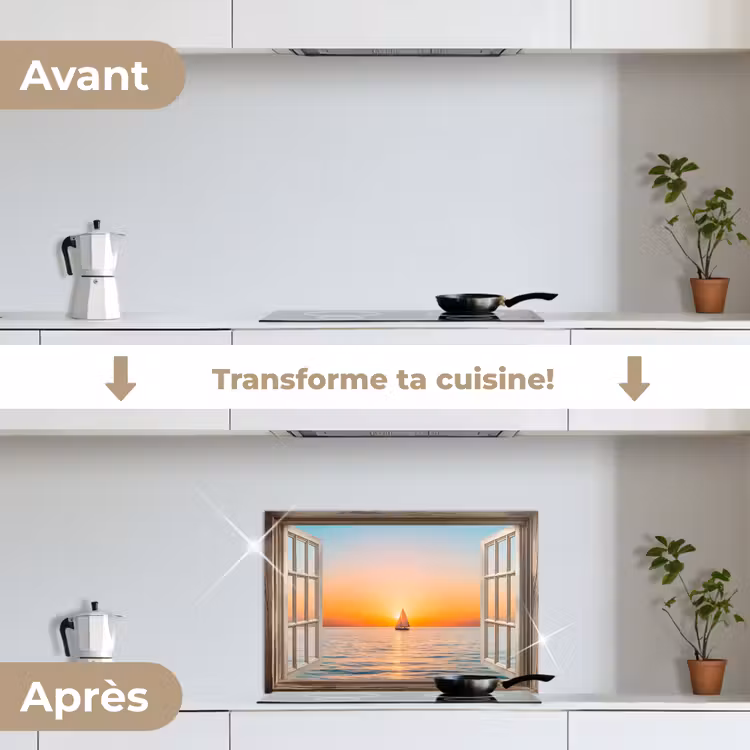 Fond de hotte - Vue en transparence - Mer - Bateau - Coucher de soleil — 7