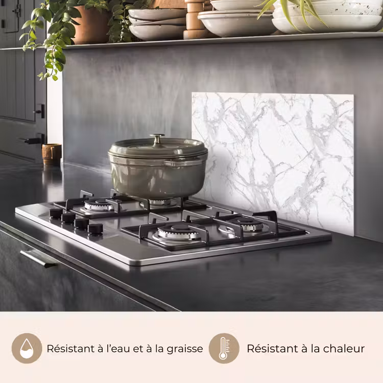 Fond de hotte - Marbre - Pur - Gris - Veines — 2