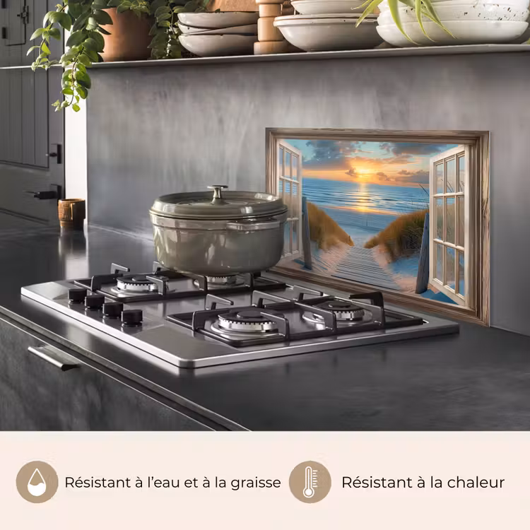 Fond de hotte - Vue d'ensemble - Plage - Chemin - Coucher de soleil — 2