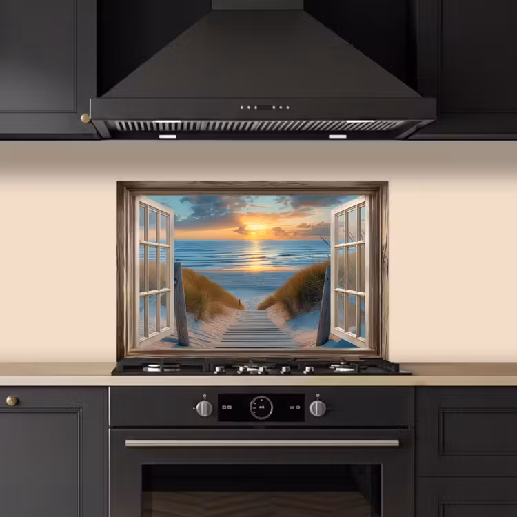 Fond de hotte - Vue d'ensemble - Plage - Chemin - Coucher de soleil — 5