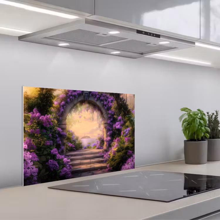 Fond de hotte - Portail - Mauve - Fleurs — 1
