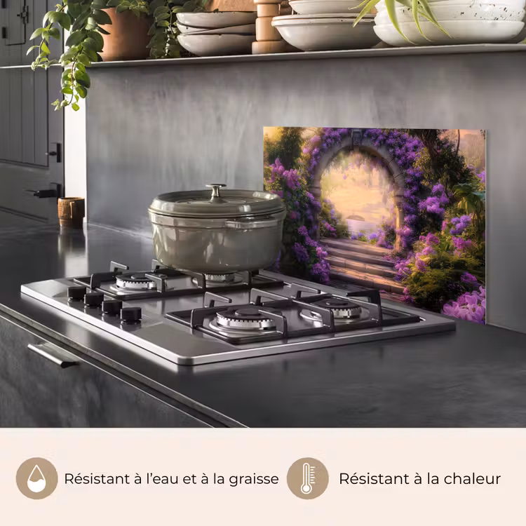 Fond de hotte - Portail - Mauve - Fleurs — 2