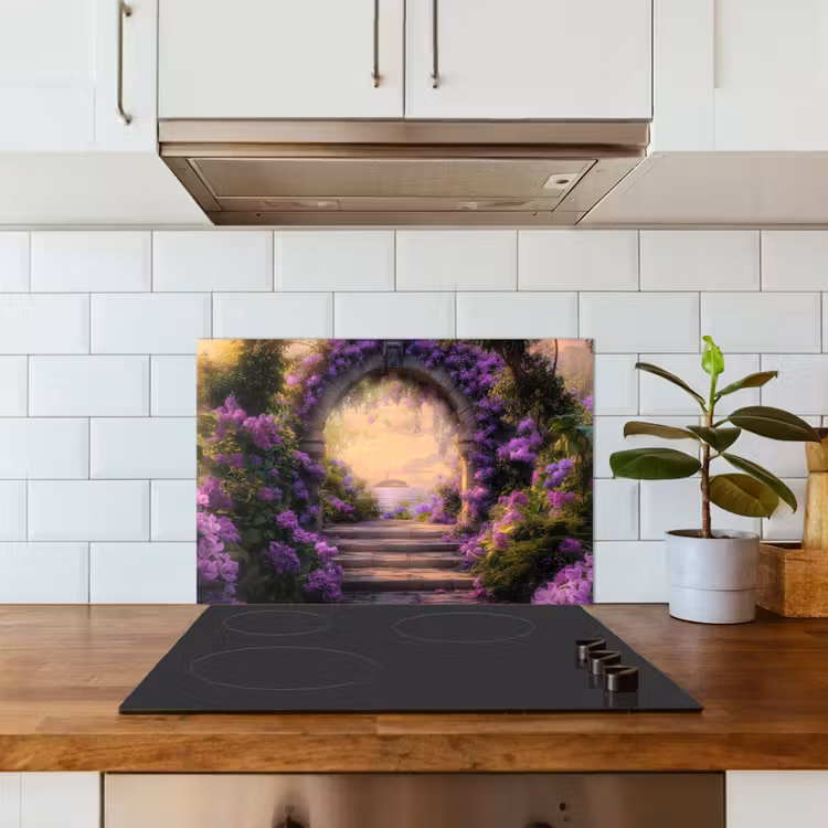 Fond de hotte - Portail - Mauve - Fleurs — 3