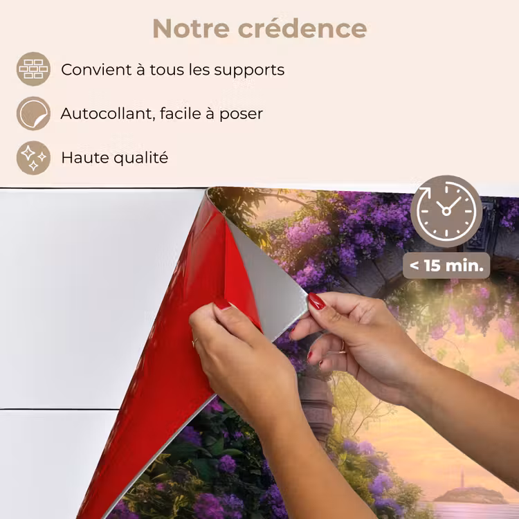 Fond de hotte - Portail - Mauve - Fleurs — 4
