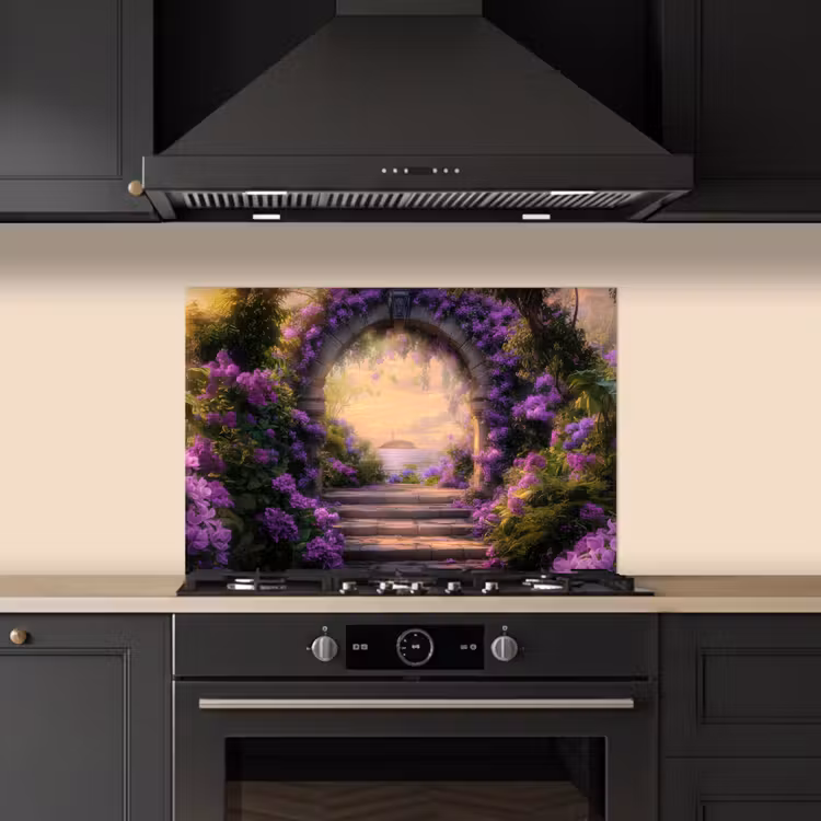 Fond de hotte - Portail - Mauve - Fleurs — 5