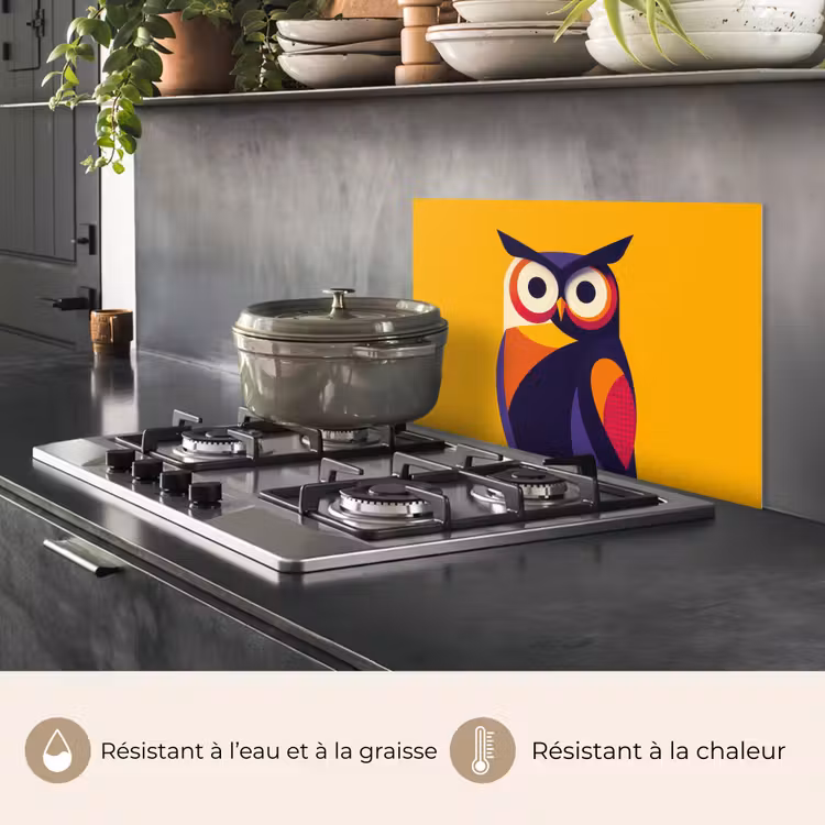 Fond de hotte - Hibou - Graphique - Coloré - Yeux — 2