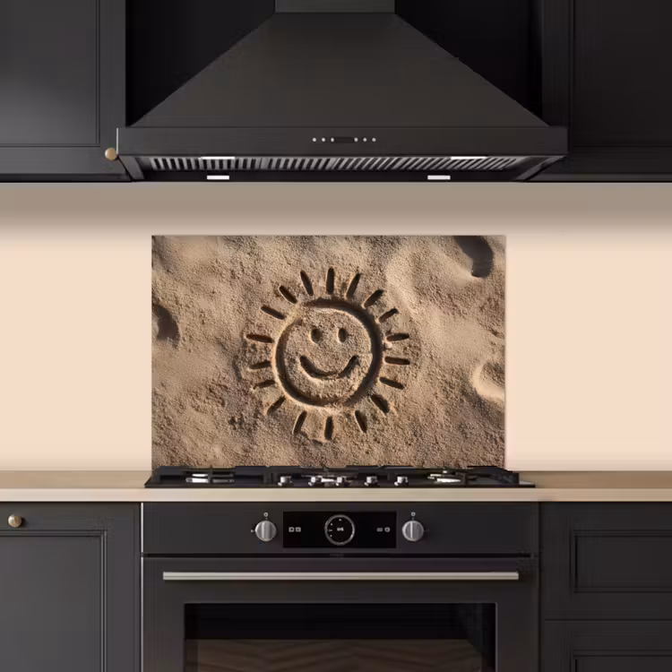 Fond de hotte - Visage - Soleil - Sable - Signé — 5
