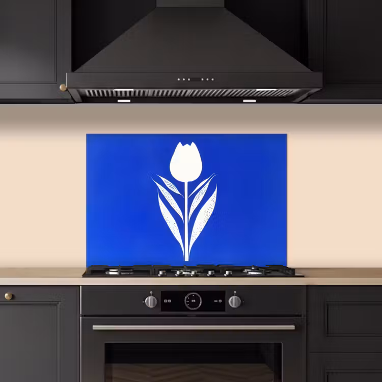 Fond de hotte - Tulipe - Minimaliste - Feuilles - Blanc — 5