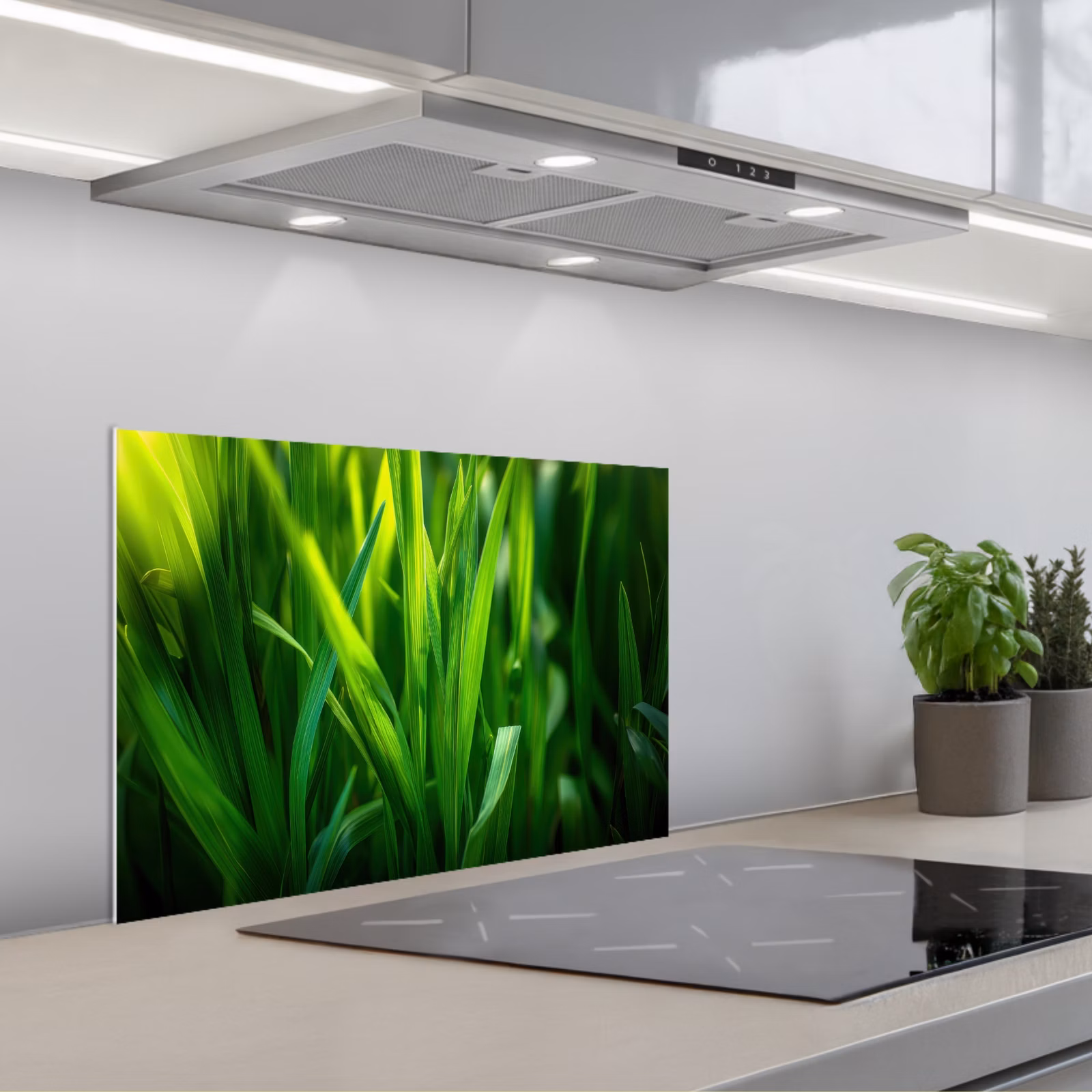 Fond de hotte - Lames d'herbe - Léger - Vert — 1