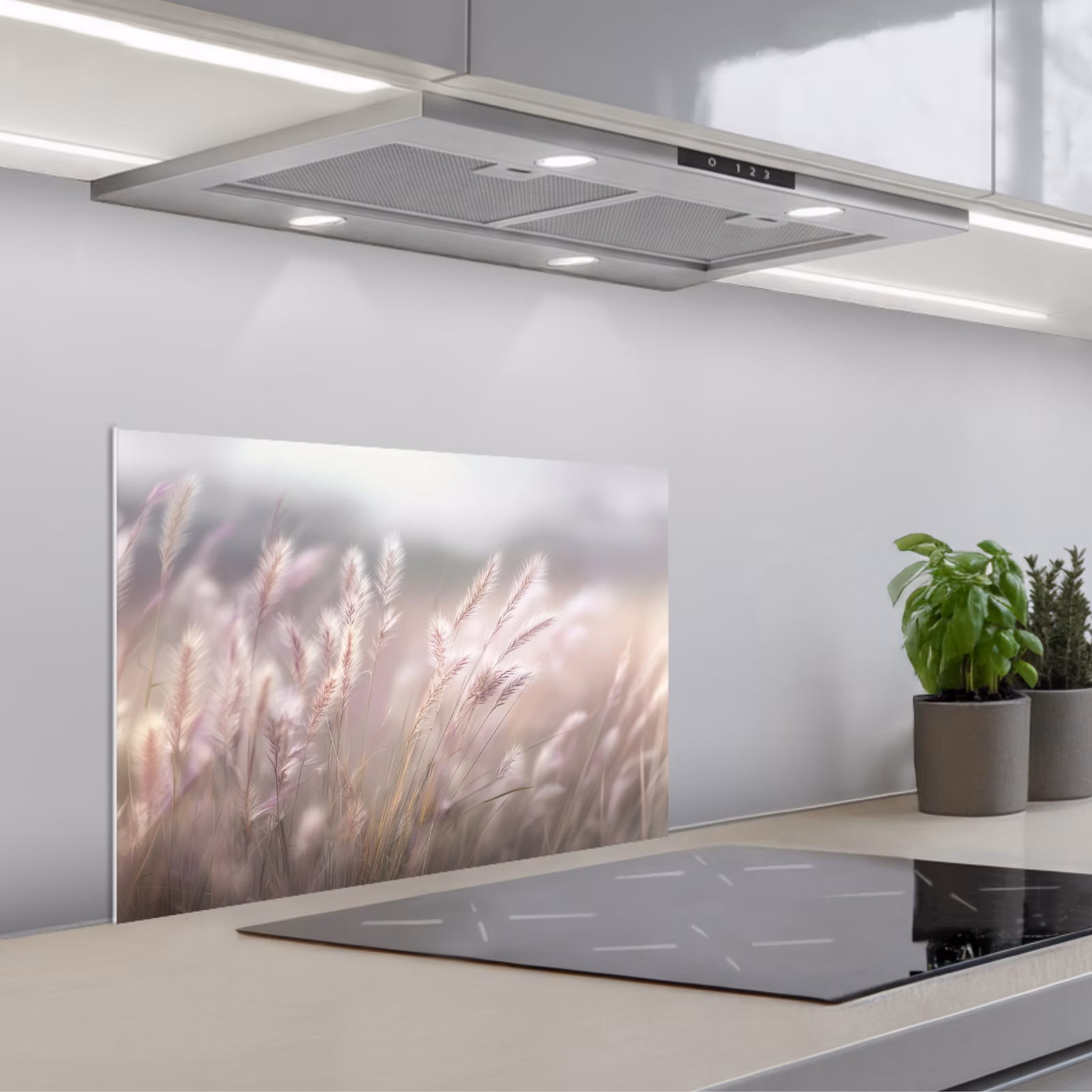 Fond de hotte - Panaches d'herbe - Vent - Beige - Brumeux — 1