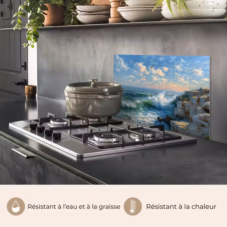 Fond de hotte - Mer - Vagues - Rochers - Mouettes — 2