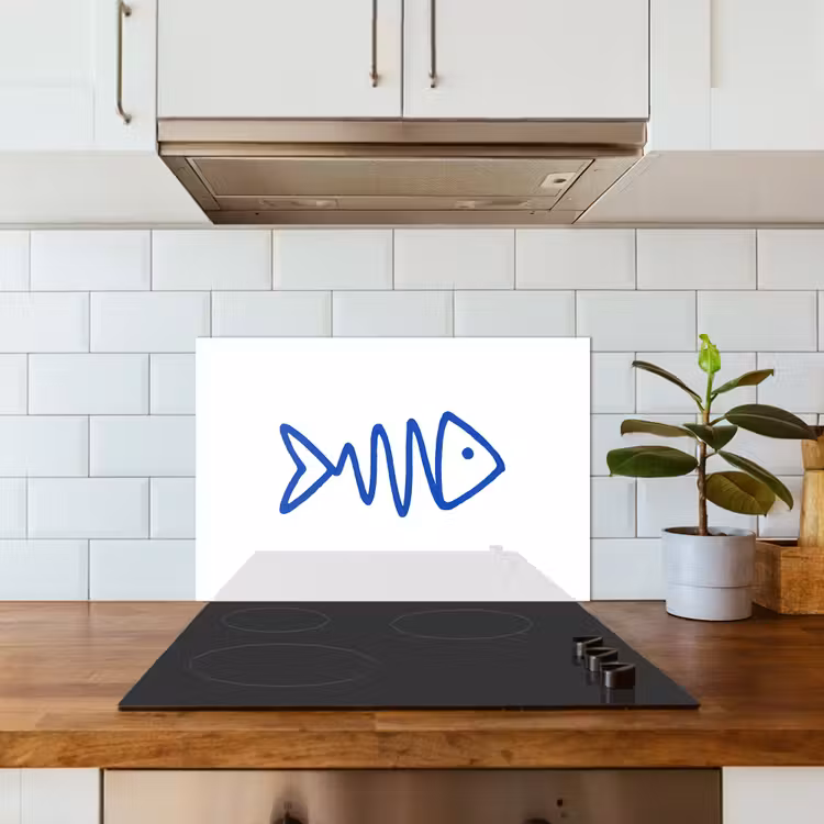 Fond de hotte - Poisson - Minimaliste - Bleu - Ligne — 3