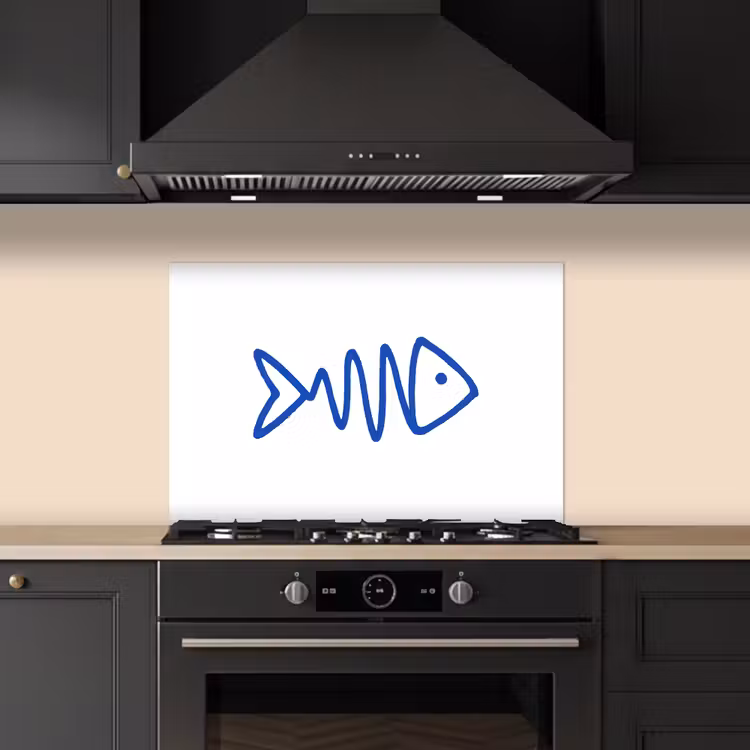 Fond de hotte - Poisson - Minimaliste - Bleu - Ligne — 5
