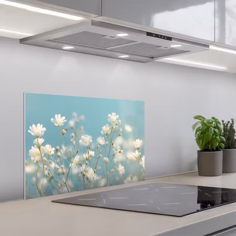 Fond de hotte - Tiges - Fleurs - Air - Blanc — 1