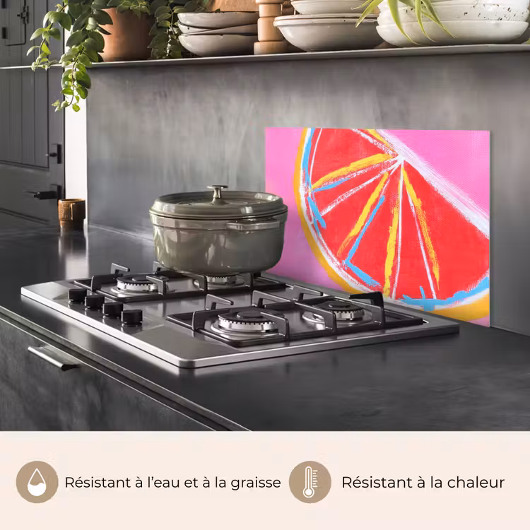 Fond de hotte - Pamplemousse - Peint - Rose - Rayures — 2