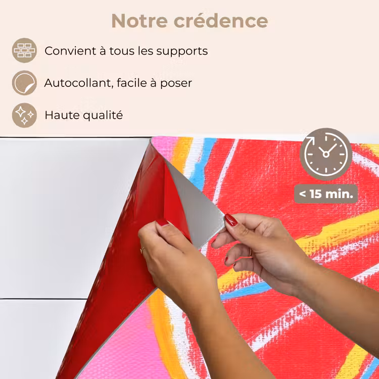 Fond de hotte - Pamplemousse - Peint - Rose - Rayures — 4