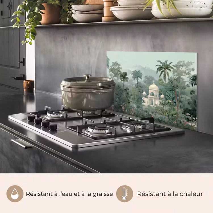 Fond de hotte - Jardin tropical - Bâtiment en forme de dôme - Fleurs — 2