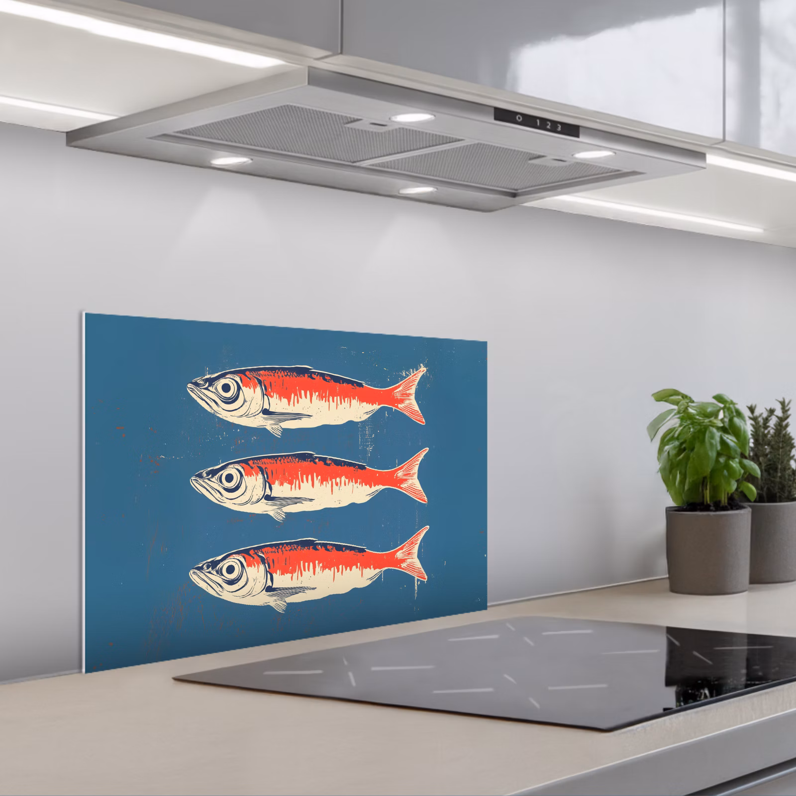 Fond de hotte - Poissons - Rouge - Bleu — 1