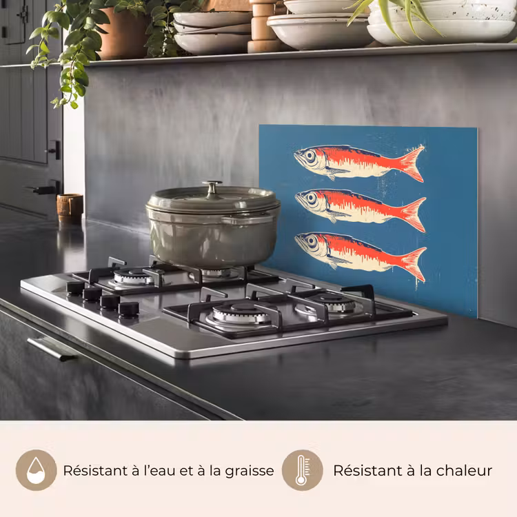Fond de hotte - Poissons - Rouge - Bleu — 2
