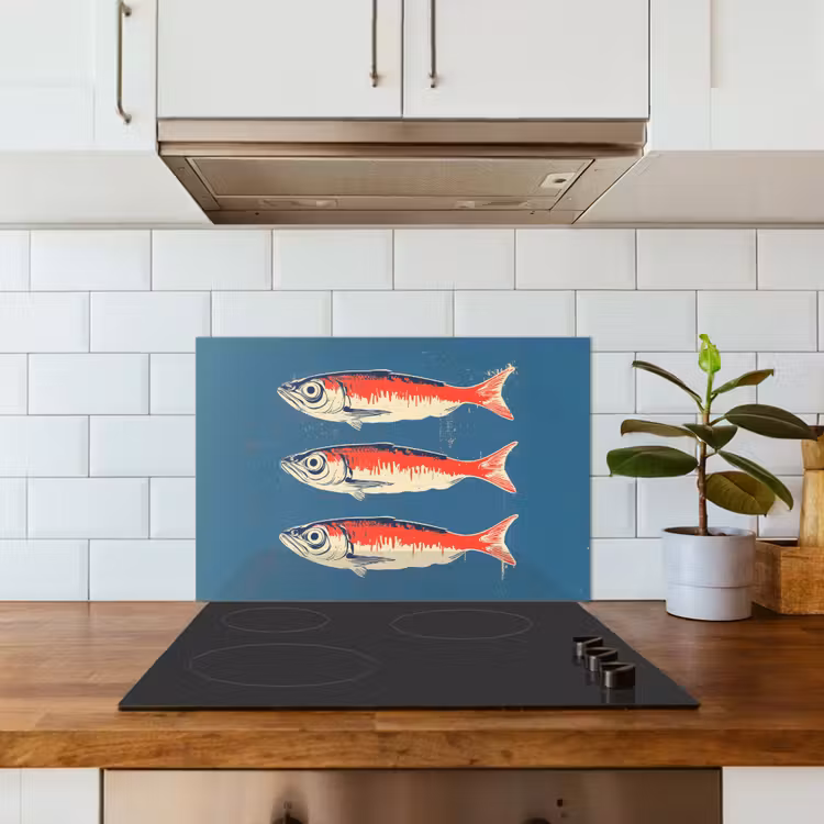 Fond de hotte - Poissons - Rouge - Bleu — 3