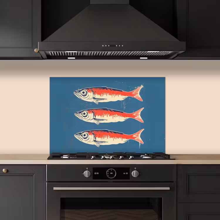 Fond de hotte - Poissons - Rouge - Bleu — 5