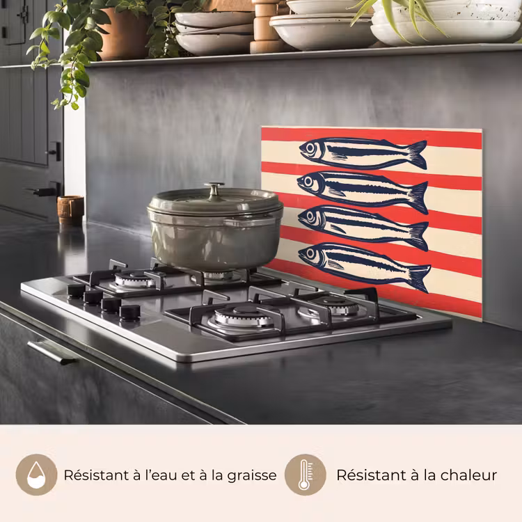 Fond de hotte - Sardines - Rayures rouges et beiges — 2