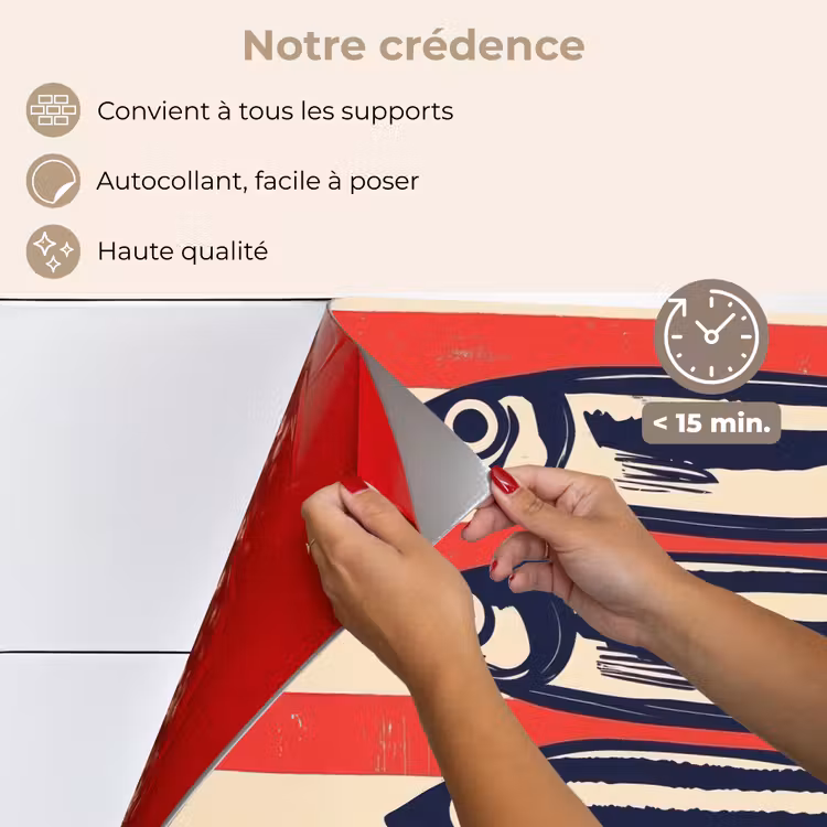 Fond de hotte - Sardines - Rayures rouges et beiges — 4